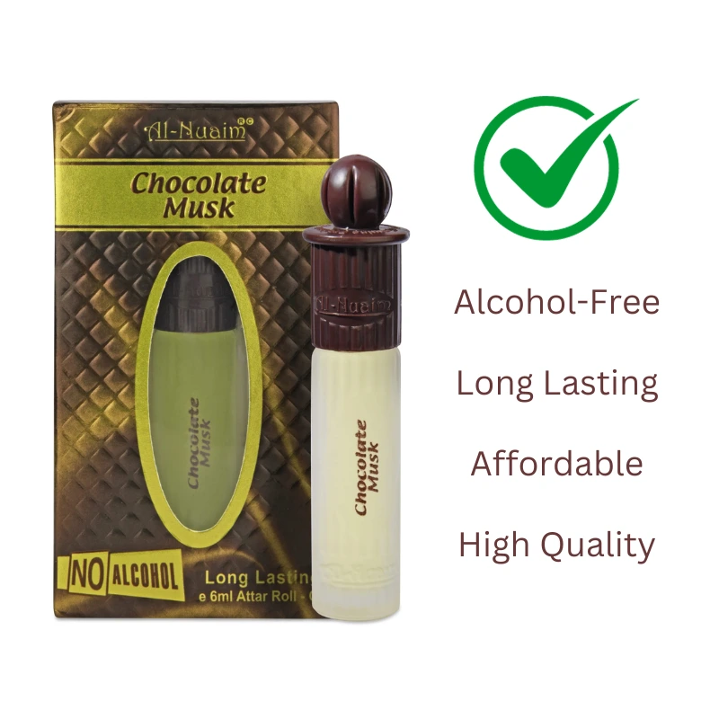 Al Nuaim Chocolate Musk Attar 6ml - Alcohol Free Perfume 2 Al Nuaim Chocolate Musk Silver Series Alcohol-Free Perfume Roll On 6 ml